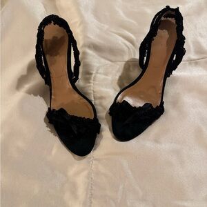 Emanuel Ungaro Black Lace Heels